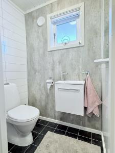 a bathroom with a toilet and a window at Villa Storvoll - Fjord & Mountain View in Lyngen +17 photos