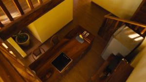 an overhead view of a living room with a stair case at Verde Luna in San Francisco