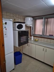 a kitchen with a white refrigerator and a microwave at Casa Irlia in García
