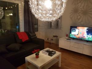 Televisyen dan/atau pusat hiburan di Santa Luxury Suite Sauna, WiFi & Parking