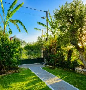 a walkway through a garden with a fence at Beautiful Sea View Borsh in Borsh +9 photos