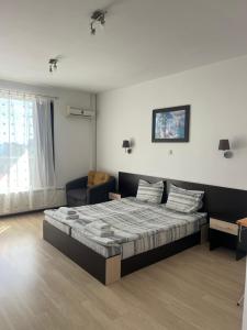 a bedroom with a large bed and a chair at Villa St Anna in Sozopol