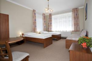 Cama ou camas em um quarto em Letní pobyt na Hotelu Samechov v Posázaví