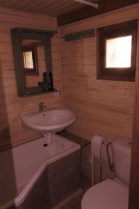 a bathroom with a sink and a toilet at Chaloupka Bečov in Blatno