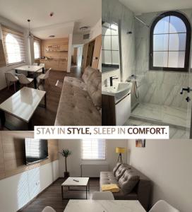 a living room with a couch and a sink at Stari Grad in Kragujevac