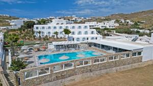 an aerial view of a hotel with a swimming pool at Yiannaki Hotel in Ornos