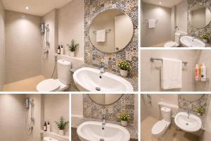 a collage of four pictures of a bathroom at Urban Homie 40 in Langu +18 photos
