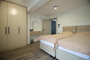 a bedroom with two beds and a large closet at RiverSide Apartments in Veles