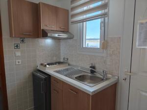 a small kitchen with a sink and a window at Filomeni Studios in Pefkochori +181 photos