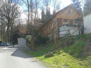 a house sitting on the side of a road at Ferienwohnung-Heidi in Neuwilthen +11 photos