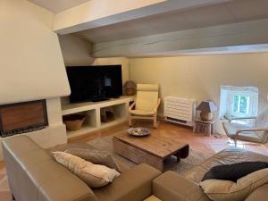 a living room with a couch and a tv at Domaine de Villedese in Montlaur