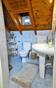 ein Badezimmer mit Toilette und Waschbecken in der Unterkunft Araxos Loft in Áraxos + 27 Fotos