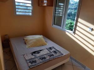 a bed in a room with a window at Villa melys in Petite Île