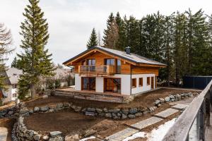 a house on a hillside with a yard at Frauenalmresort - Chalets in Sankt Lorenzen ob Murau