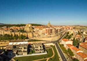 an aerial view of a city with buildings at Albergue Izar in Viana