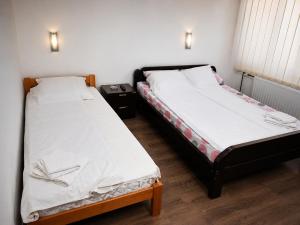 two beds sitting next to each other in a room at Vila Radovanje in Cerovac