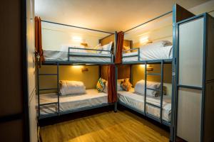 a room with four bunk beds in it at Famous House Kathmandu in Kathmandu