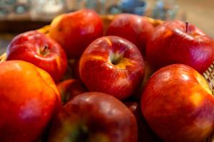 a bunch of red apples in a basket at A Frame by Tinutul Marului in Voineşti
