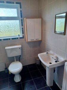 a bathroom with a toilet and a sink at Hillview Cottage Eskra in Curr +5 photos