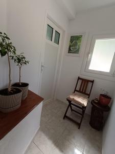 a room with a chair and a potted plant at Forest Retreat Near the Sea Kouvaras in Kouvarás +15 photos