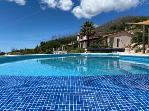 a large swimming pool with blue tiles on it at Quinta O Ninho in Monchique