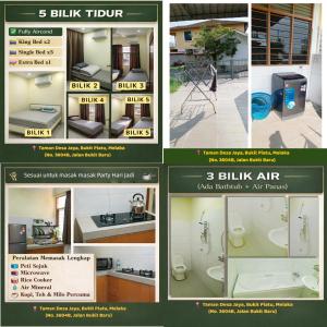 a collage of four pictures of a bathroom at Impian Melaka Homestay in Malacca