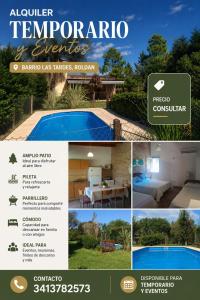 a collage of pictures of a house and a pool at Casa Las Tardes, Roldan in San Lorenzo