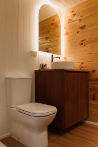 a bathroom with a toilet and a sink at Ginger GOAT - Luxury New Tiny Home in Jindabyne +24 photos