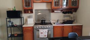 a kitchen with a stove and a sink at Céntrico, seguro, tranquilo y limpio in Ocotlán