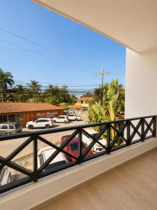 a balcony with a view of a parking lot at My tropical home in La Laguna