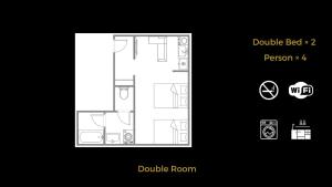a floor plan of a bedroom and a bathroom at ENISIA BASE Kagonma in Kagoshima +30 photos