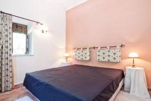 a bedroom with a bed with two tables and two lamps at Casinha Antiga in Boliqueime