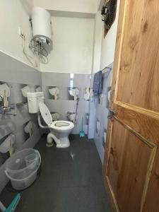 a bathroom with a toilet and a sink at Nashala View Homestay in Nagar