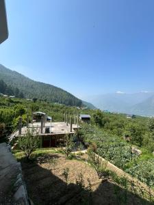 a house in the middle of a hill with trees at Nashala View Homestay in Nagar