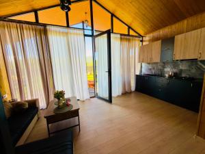 ein Wohnzimmer mit Sofa und Tisch in der Unterkunft Tianuli in Tushurebi + 29 Fotos