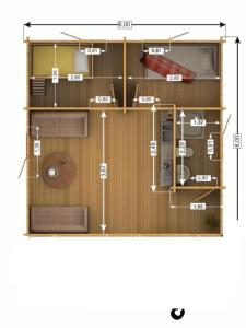 a floor plan of a tiny house with scales at Kameralne domki w Mikolajkach in Mikołajki