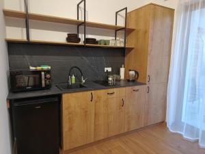 a kitchen with a sink and a counter top at Strumykowa 3 in Swornegacie +16 photos
