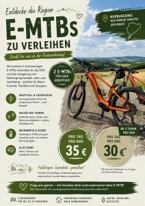 a flyer for a bike fundraiser with a bike at Ferienwohnungen Hoheeifel Nähe Nürburgring Platz für bis zu 10 Personen ,Verleih von zwei E-MTB möglich in Kelberg +18 photos