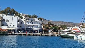 a group of boats are docked in a harbor at AGORA CENTER Building - Room 20 in Ios Chora