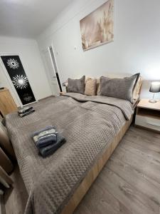 a bedroom with a large bed in a room at Mykolaichuka in Chernivtsi