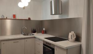 a kitchen with a sink and a stove top oven at Orphé37, grand appartement cocon au cœur de la Gascogne artistique in Lectoure