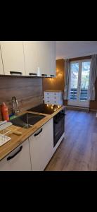 a kitchen with a sink and a counter top at Apartment MICKEY in Interlaken