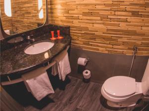 a bathroom with a sink and a toilet at ibis Carlos Barbosa in Carlos Barbosa