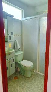 a bathroom with a toilet and a sink at Estadio GNP and Airport AICM in Mexico City