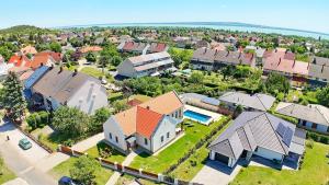 an aerial view of a residential neighbourhood with houses at no 117 Villa Balantis in Vonyarcvashegy