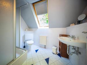 a bathroom with a sink and a toilet at Beim alten Forsthaus in Zella-Mehlis