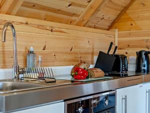 a kitchen with a stainless steel counter top with a sink at 1 Bed in Lanark oc-91248 in Libberton +7 photos