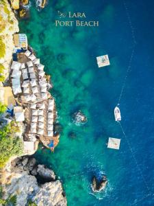 an aerial view of port beach with boats in the water at Azuu Boutique Hotel in Antalya