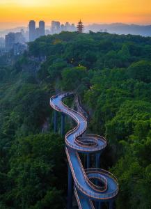 a winding road in the middle of the forest at Howard Johnson Jinyi Hotel Chongqing in Chongqing