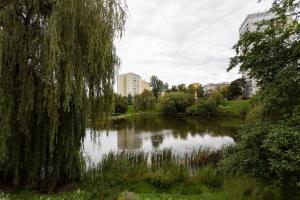 a view of a pond in a city at Cozy Downtown Rooms in Warsaw +7 photos